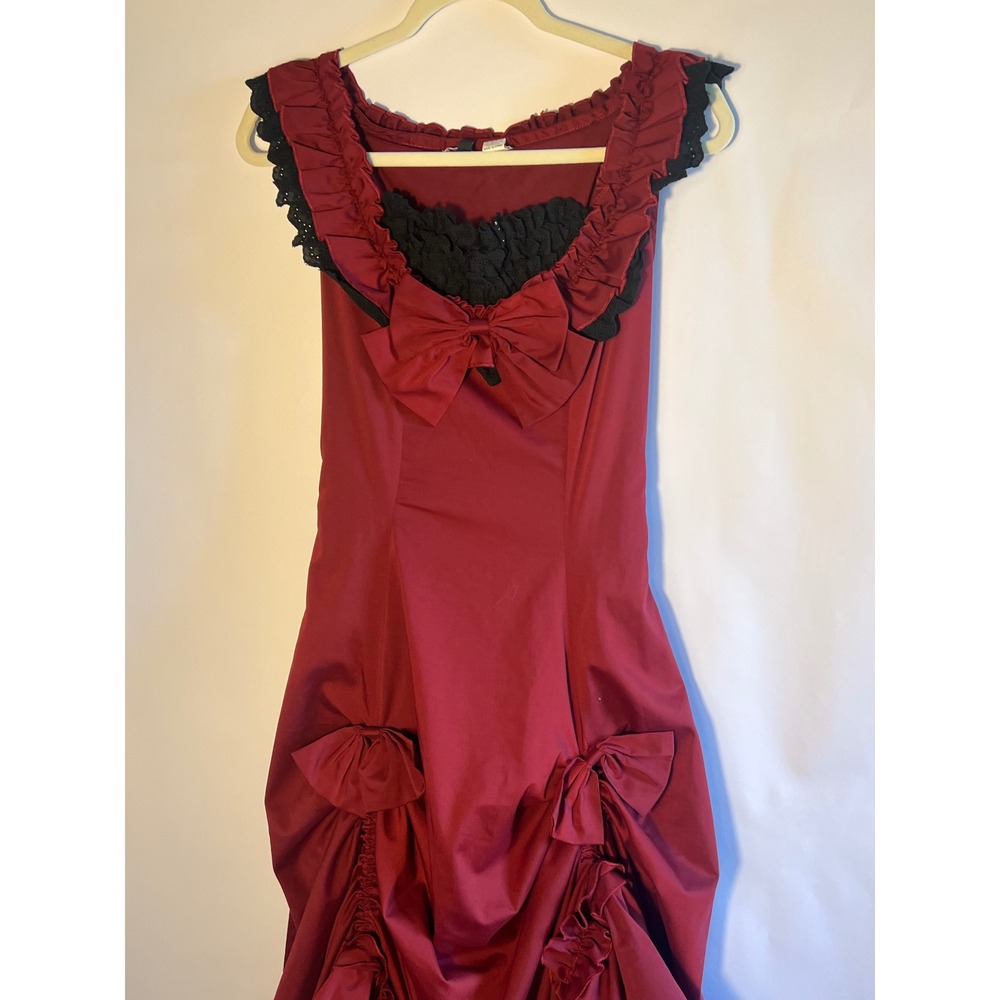 Victorian Choice Gothic Southern Belle Civil War Ball Gown Dress Red Black Small - Picture 4 of 11